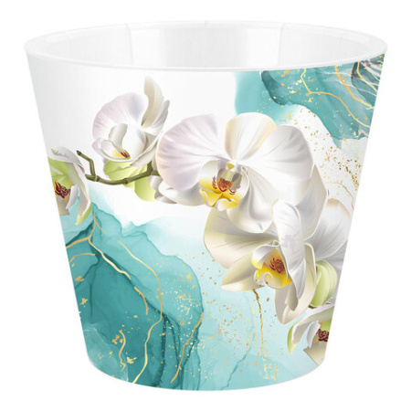 Горшок для цветов InGreen London Orchid Deco 160 мм 1,6 л, с дренажной вставкой голубая орхидея