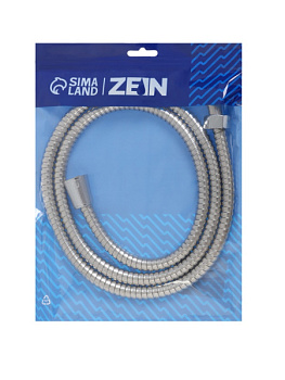 Душевой шланг ZEIN Z47PS, 150 см, пластиковые гайки 1/2", нерж сталь,/5482386