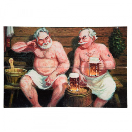 Картина с изображением на дереве "В бане" 300*200 мм, "Банные штучки/33381