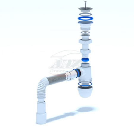 Сифон АНИ для мойки 1 1/2 х 40 с гофрой 40х40х50 С0115 