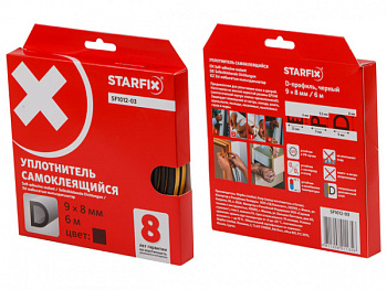 Уплотнитель "D" черный 9х8мм 6м STARFIX (SF1012-03)