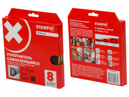 Уплотнитель "D" черный 9х8мм 6м STARFIX (SF1012-03)