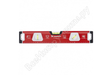 Уровень алюминиевый, магнит, фрезерованный, 3 глазка (1 зеркальный), 400 мм Matrix/34730