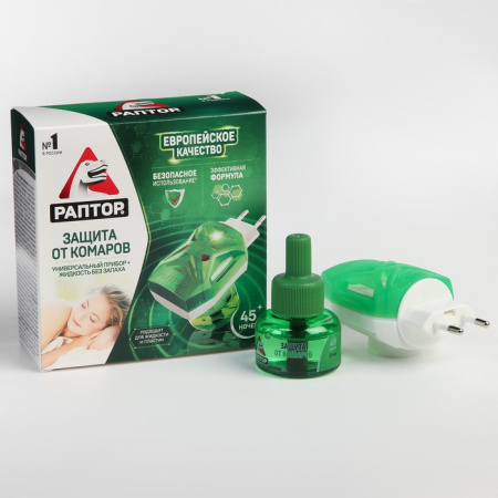 Набор фумигатор FLY + жидкость от комаров, РАПТОР, регулярная жидкость, 45 ночей /9606228