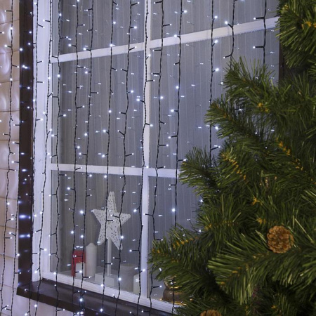 Гирлянда «Занавес» 2 × 6 м, тёмная нить, свечение белое, 220 В /1080279
