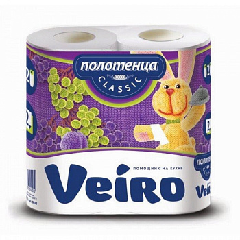Полотенца бумажные Veiro 2рул. 2х-сл Классик 5П22 *12  16349