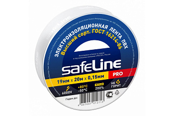 Изолента ПВХ  19мм 20 м Safeline белая