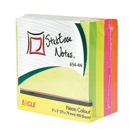 Блок самоклеящийся EAGLE 75х75 мм 400 листов 4 цвета неон /057931