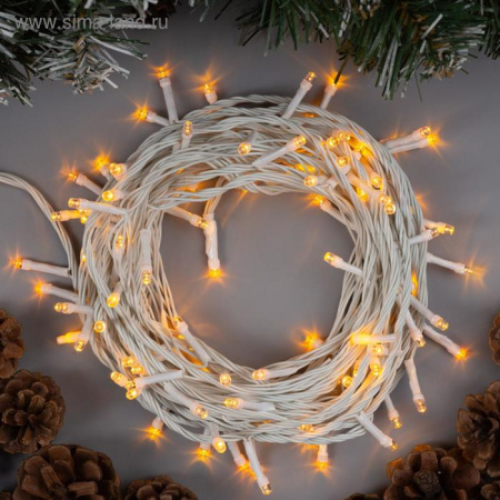 Гирлянда «Нить» 10 м, белая нить, свечение жёлтое, 8 режимов, 220 В /3556800
