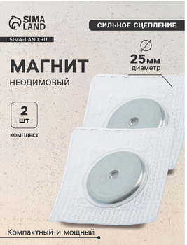 Магнит неодимовый для авто, d=25 мм, набор 2 шт. /4790158