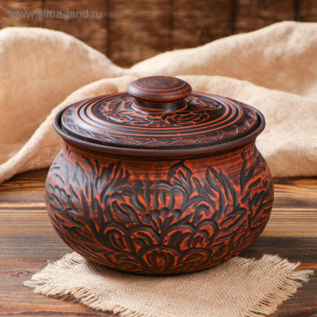 Горшок духовой, 3л, красная глина   2094789