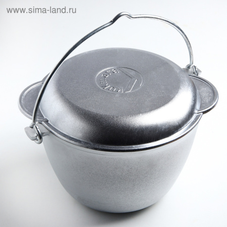 Котел походный, 3 л, алюминиевая крышка, литые ручки, цвет серебряный/2467047