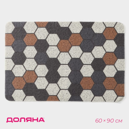 Коврик придверный Доляна «Соты», грязезащитный, вырезной, 60×90 см/5413825