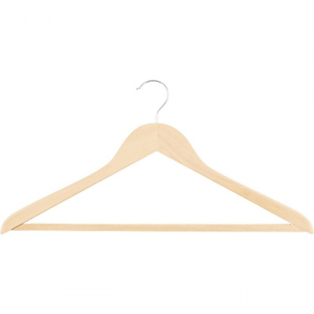 Вешалка деревянная для одежды с антискользящей рифленой перекладиной/92916