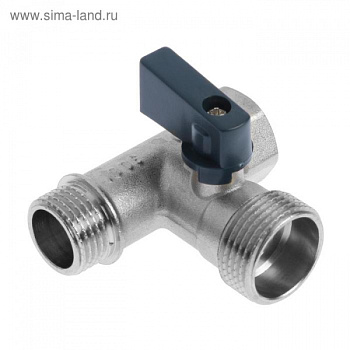Кран шаровой AQUALINK, трехпроходной, 1/2" x 3/4" x 1/2", гайка/штуцер/штуцер, ручка-флажок /5146844