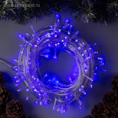 Гирлянда «Нить» 20 м, прозрачная нить, свечение синее, 8 режимов, 220 В /3556806