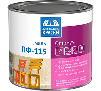 Эмаль ПФ-115 для металла и дерева/ОПТИМУМ черная. гл. 1,9кг