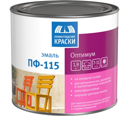 Эмаль ПФ-115 для металла и дерева/ОПТИМУМ зеленая гл. 1,9кг