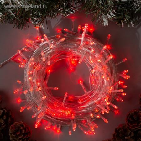 Гирлянда «Нить» 20 м, прозрачная нить,свечение красное, 8 режимов, 220 В /3556810