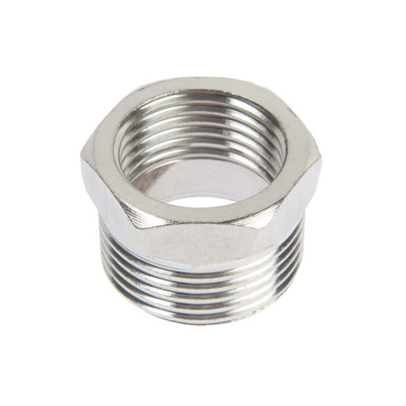 Футорка ZEIN engr, 1/2" × 3/4", вн/нар резьба, нержавеющая сталь