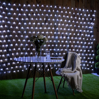 Гирлянда «Сеть» 2 × 3 м, IP44, УМС, прозрачная нить, 384 LED, свечение белое, 220 В /2361697