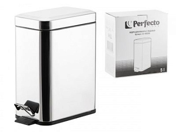 Ведро для мусора с педалью, 5 л, нержавеющая сталь, PERFECTO LINEA (22-160305)