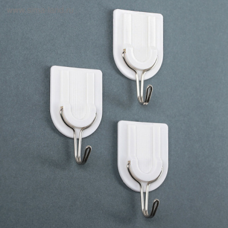 Набор крючков на липучке «Подкова», 3 шт, цвет белый/3714248