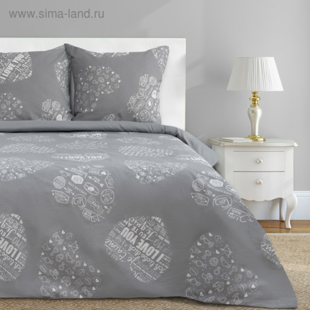 Постельное бельё "Этель" евро Te amo (вид 1) 200 х 217 см, 220 х 240 см, 70 х 70 - 2 шт бязь/3988382