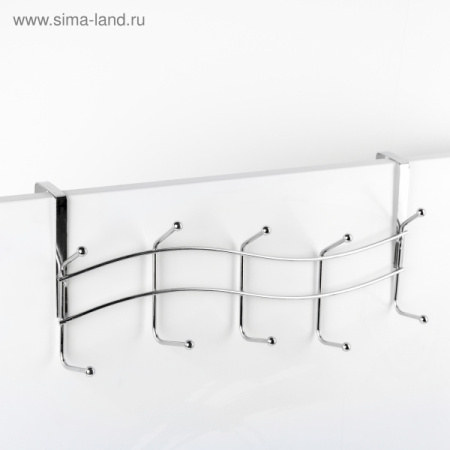 Вешалка надверная, 5 двойных крючков 39х16,5х12см, хром /4087668