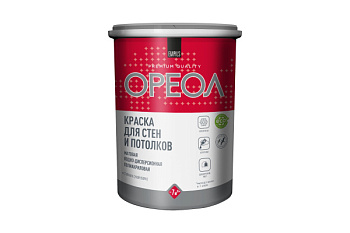 Краска для стен и потолков "ОРЕОЛ" белая моющаяся 1.5 кг А