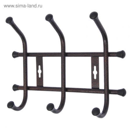 Вешалка настенная на 3 крючка, 27,5×21,5 см, цвет медный антик/2077700