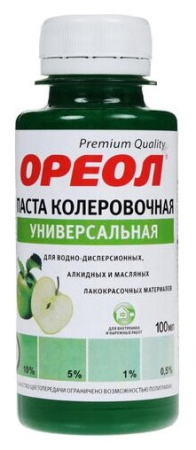Колеровочная паста универсальная ОРЕОЛ зелёное яблоко (25) 100 мл