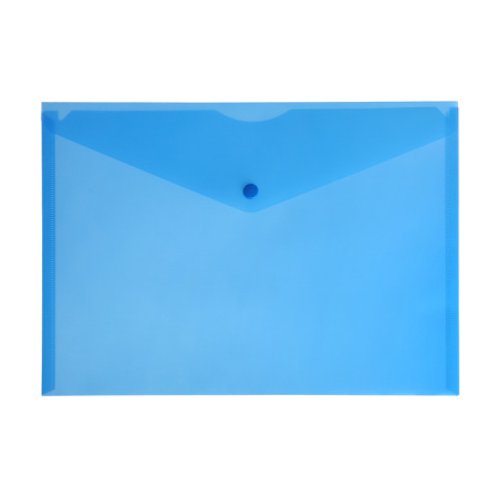Папка-конверт на кнопке А4, 150 мкм, Calligrata Standard, прозрачная, синяя/10099574
