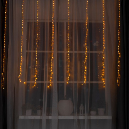 Гирлянда «Водопад» 2 × 1.5 м, свечение жёлтое, 8 режимов, 220 В /705963