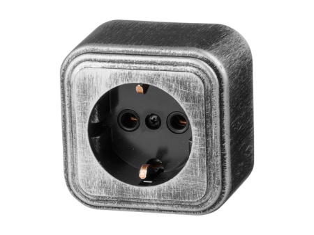 Розетка 1-ая (открытая, с/з) серебро, Стандарт, Юпитер/JP7431-03