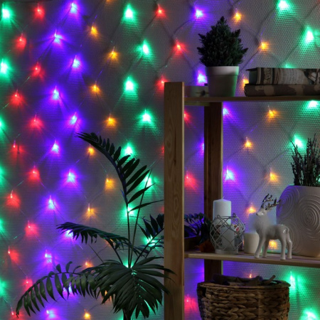 Гирлянда «Сеть» 1.6 × 1.6 м, прозрачная нить, свечение мульти, 8 режимов, 220 В /1585744