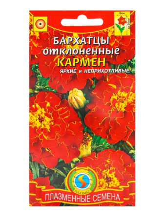 Семена цветов Бархатцы «Кармен», красные с жёлтым, 45 шт., /1766735