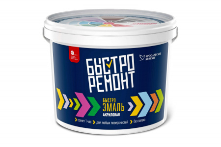 Быстроэмаль акриловая белая шелковисто-матовая, ведро 2,7 кг