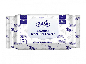 Бумага туалетная влажная, 100 листов., ZALA (ZL40100)