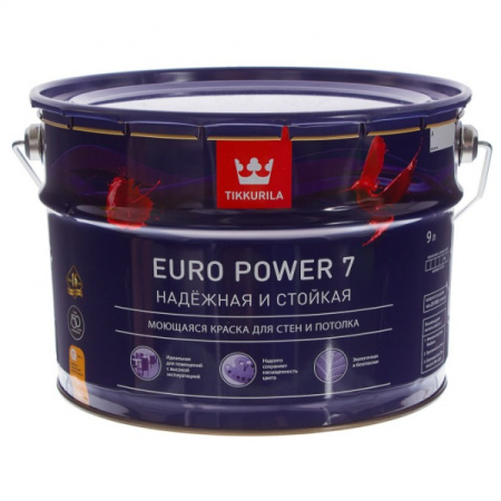 Краска интерьерная стойкая к мытью EURO POWER 7 база А матовая  9л.