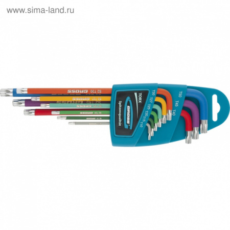 Набор ключей имбусовых TORX-TT, 9 шт:  T10-T50, магнит, S2/16402