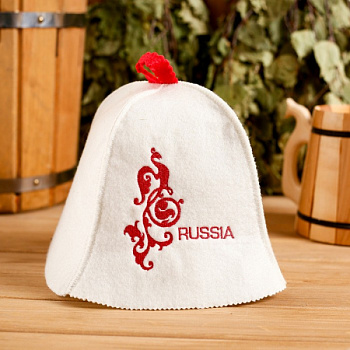 Шапка банная "Russia" белая 1088554