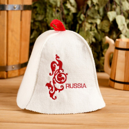 Шапка банная "Russia" белая 1088554