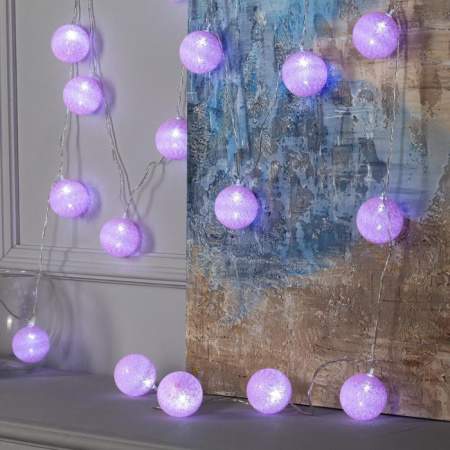 Гирлянда «Нить» 5 м с насадками «Клубки голубые»,прозрачная нить, свечение белое, 220В /5985171