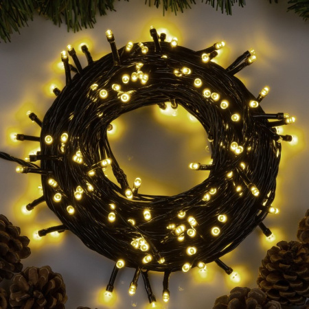Гирлянда «Нить» 20 м, тёмная нить, свечение тёплое белое, 8 режимов, 220 В /3556813