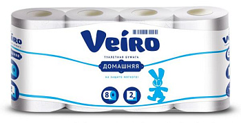 Туалетная бумага двухслойная ЛИНИА ВЕЙРО Домашняя 8 шт /96207
