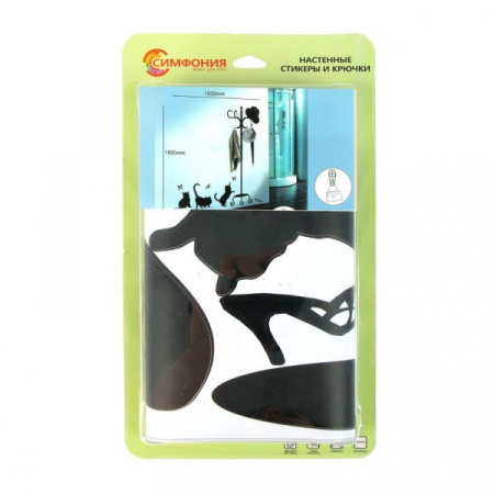 Настенный стикер с крючками 1000х1500мм, 5крючков 2х4,1см(с-020)